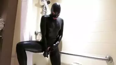 Insanely Hot Girl in a Latex Catsuit Uses Her Vibrator in the Shower and Has a Crazy Orgasm