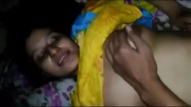 Guy touches Indian babe's boobs having oral sex in front of the camera