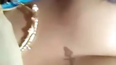 Tattooed Tamil aunty shows big long nipples to lover