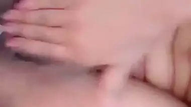 Girlfriend rubbing boobs and hairy pussy FSI nude