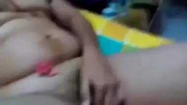 Chubby Desi wife records solo sex video in which she rubs hairy XXX twat