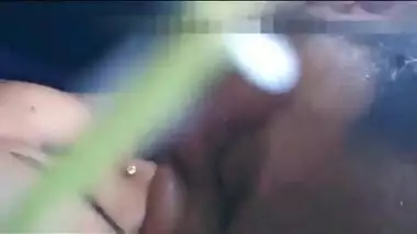 Outdoor porn video in which Indian man impales wife's hairy snatch