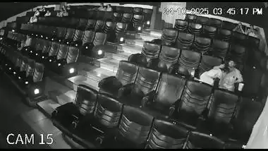 Blowjob in cinema theatre by horny girlfriend