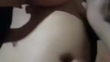 Husband pressing wife boob before sex at home viral MMS