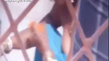 Indian desi Tamil maid taking bath outdoor video captured by neighbor guy