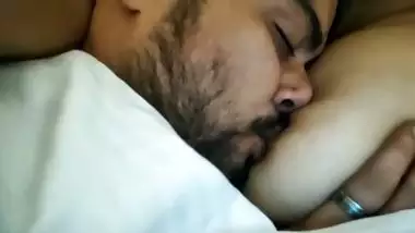 Licking and tickling boobs of beautiful GF